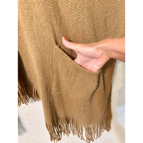 Vince Camuto Womens One Size Cap Sleeve Frayed Sweater Shaw With Pockets Brown - Picture 3 of 11
